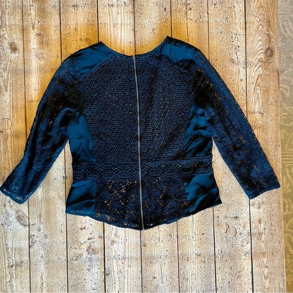 Lucky Brand Black Crochet Lace Long Sleeve Boho Top Large - Picture 5 of 7